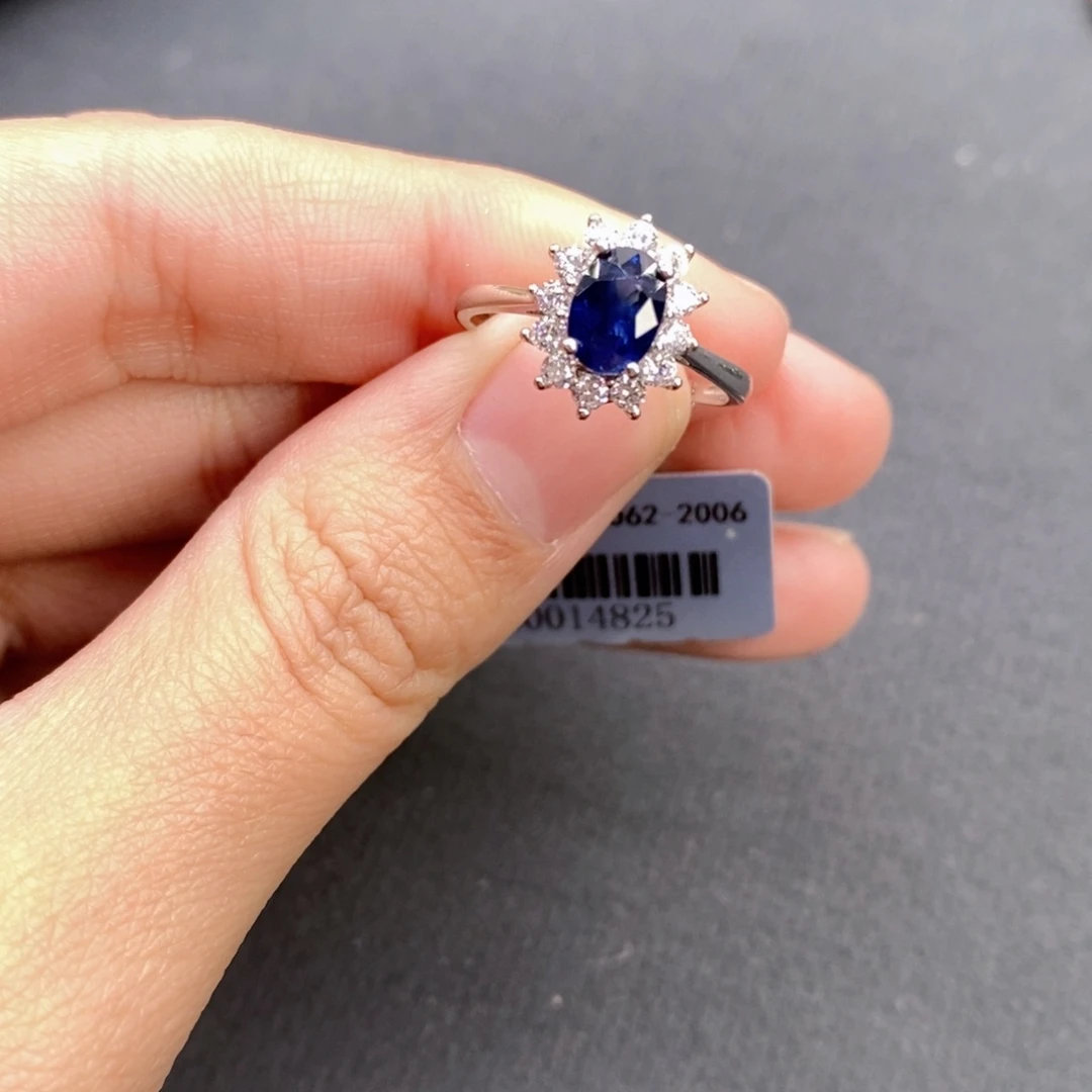 蓝宝石戒指银S925镶嵌