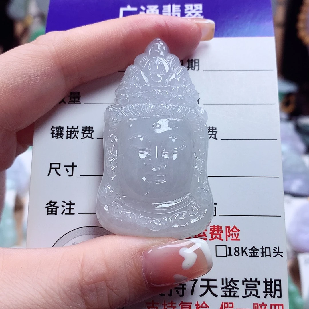 翡翠未镶嵌颈饰观音头像12