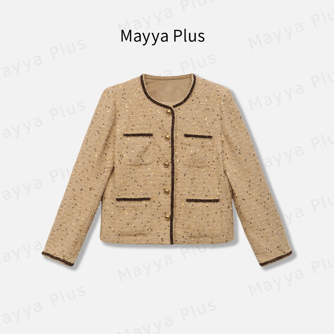 【千禧回忆】Mayya Plus麦芽定制复古流光风外套小香风上衣32536976
