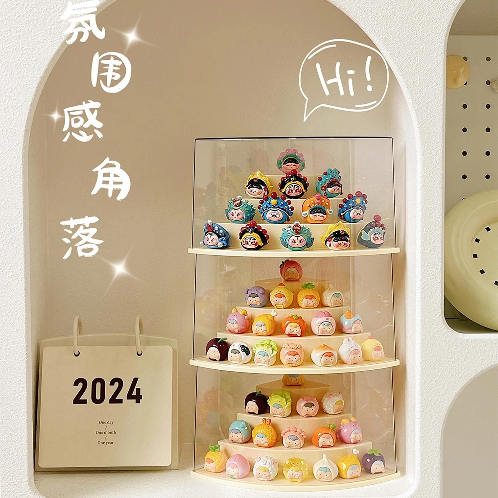 墙角萌粒展示盒亚克力透明防尘盲盒展示架收纳迷你摆件手办展示柜