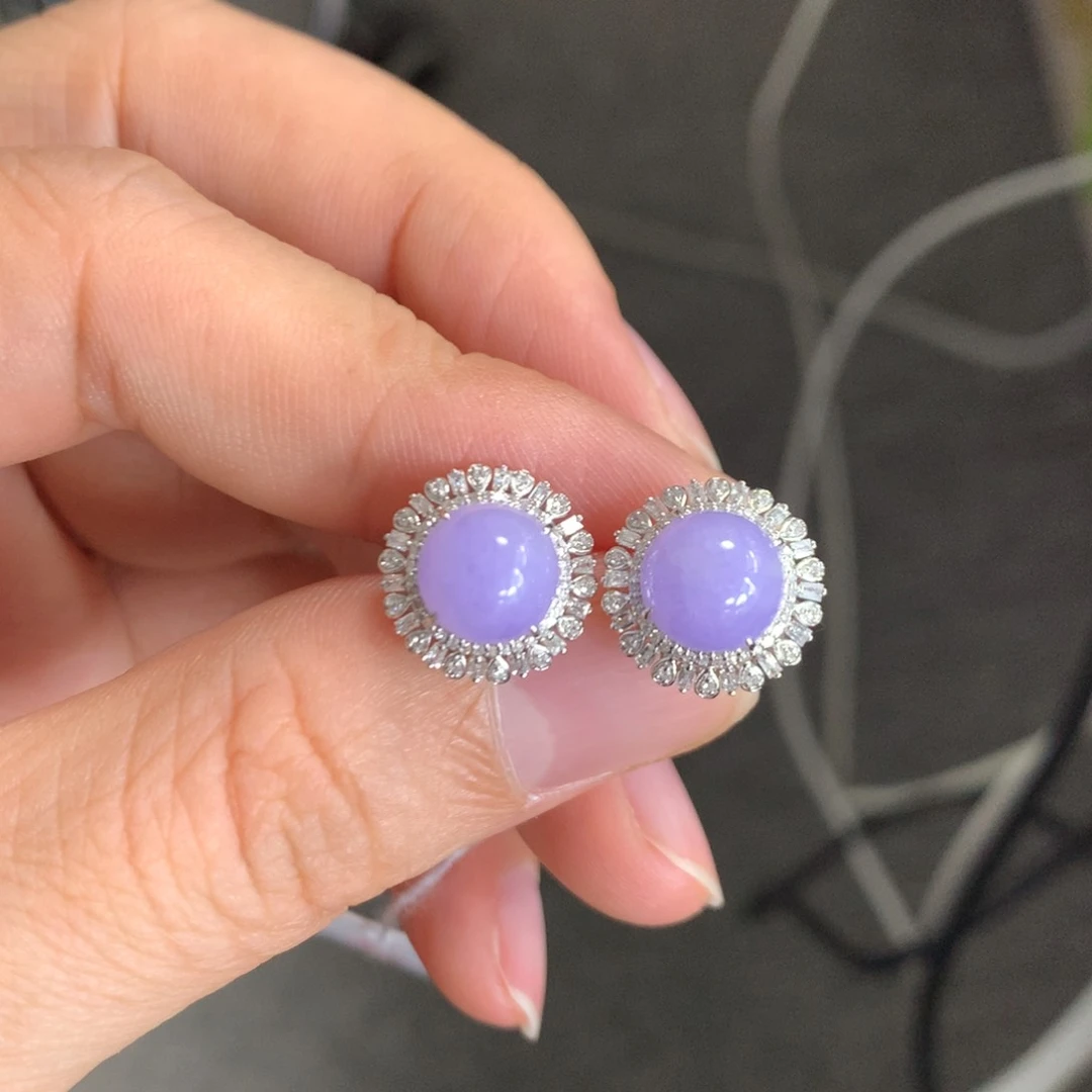 翡翠耳饰18K金镶嵌翡翠