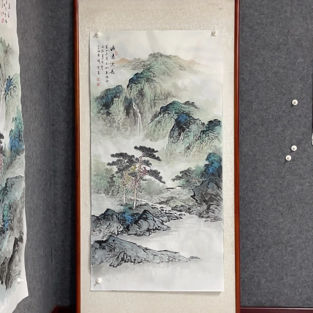 国画四尺138.69画芯 捡漏 不带框 带合影