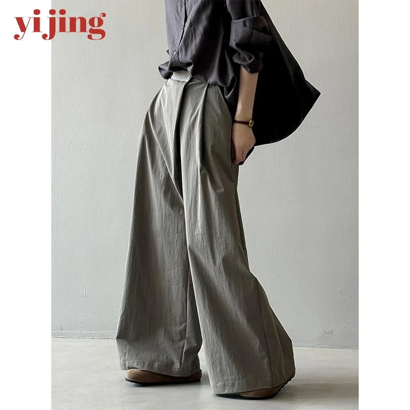 宽松阔腿堆堆痞雅裤女轻奢小众炸街裤子老钱风韩式垂感大脚休闲裤