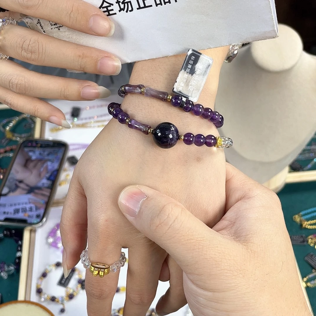 水晶手链银S925镀金镶嵌