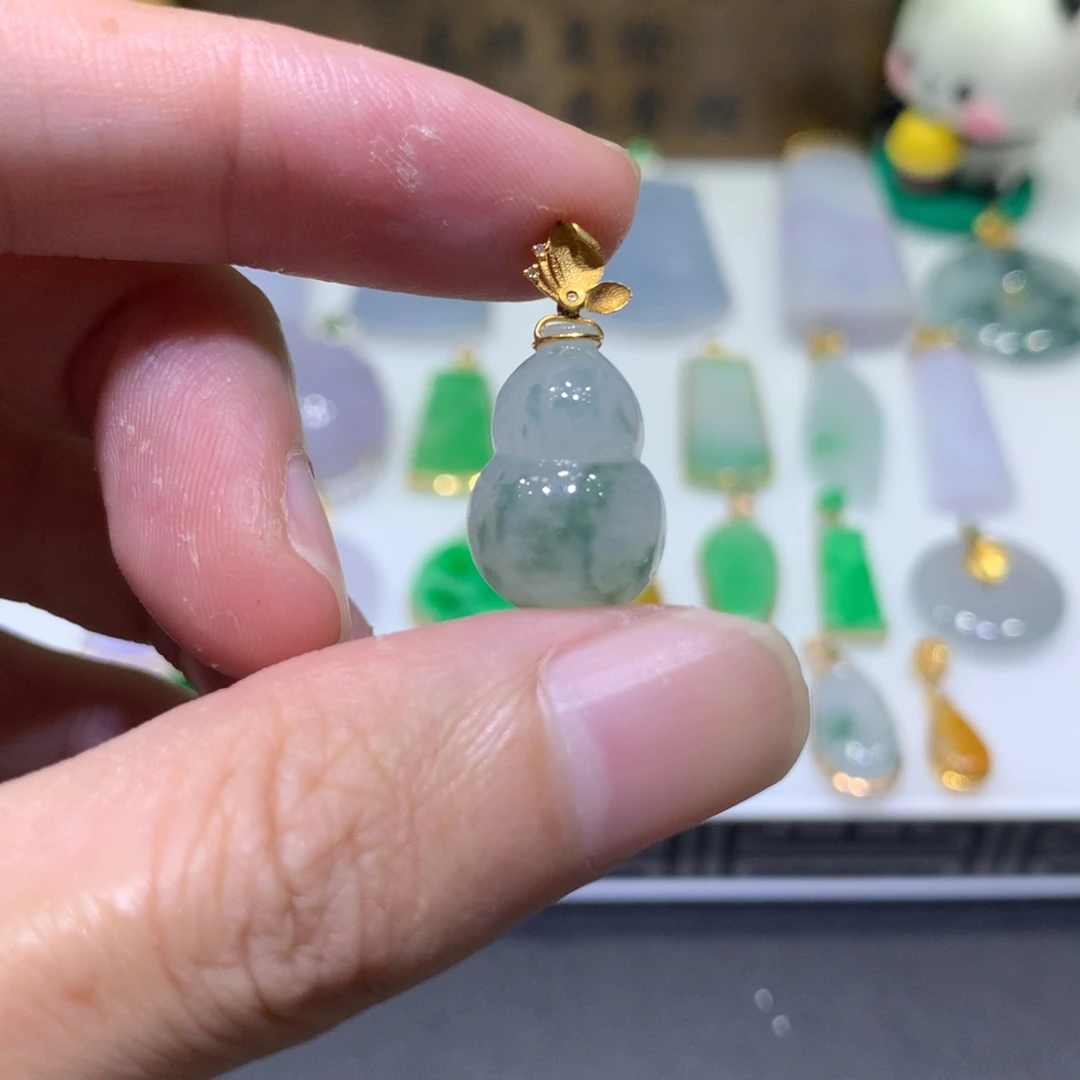 翡翠18K金镶嵌吊坠(不含链)