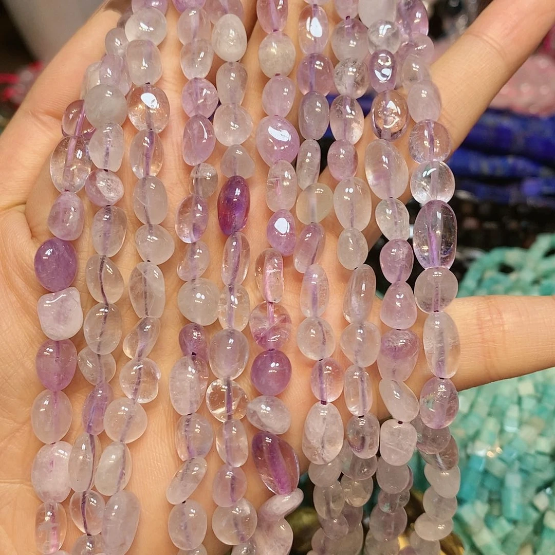 玛瑙/玉髓散珠天然紫水晶糖豆一条