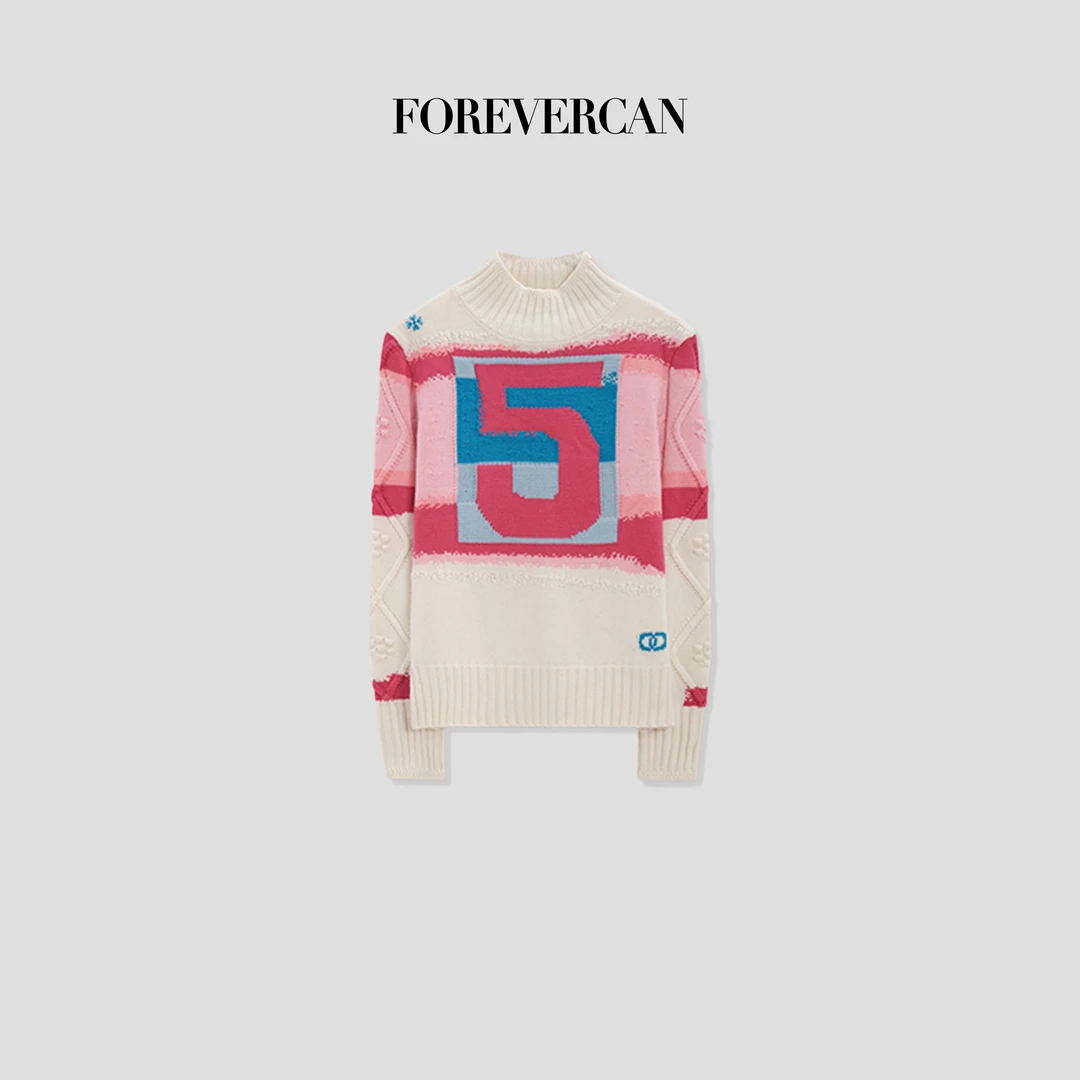 FOREVERCAN“布达佩斯”提花高领厚织针织上衣MY3966