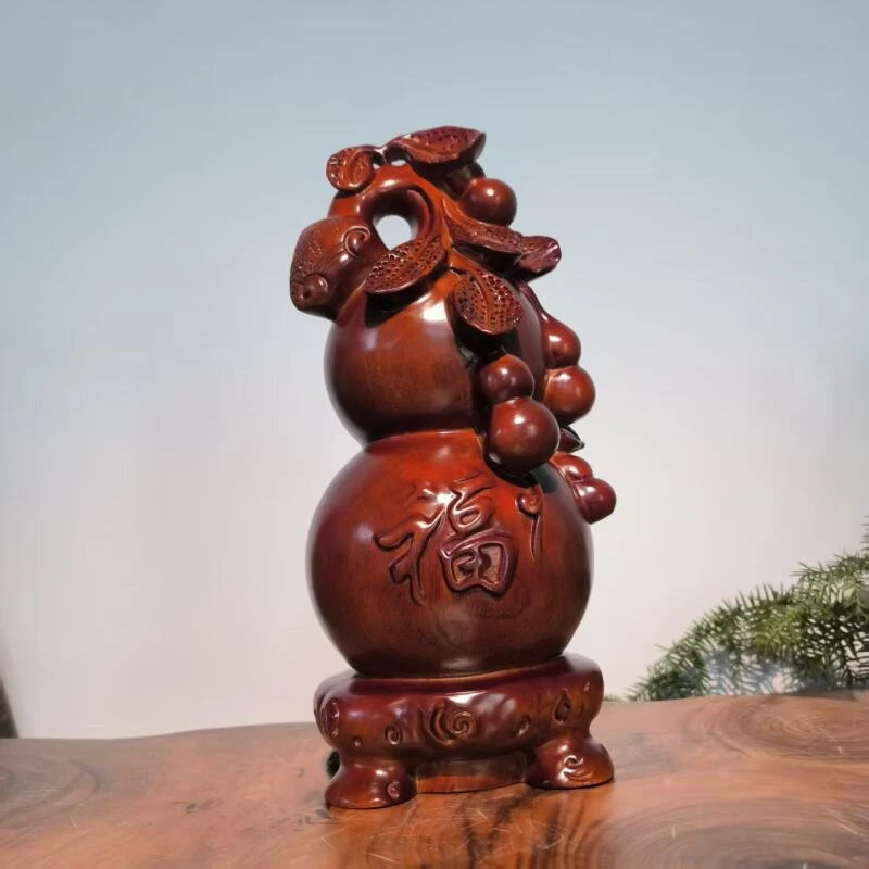 香樟木葫芦摆件五福福字摆件         小号