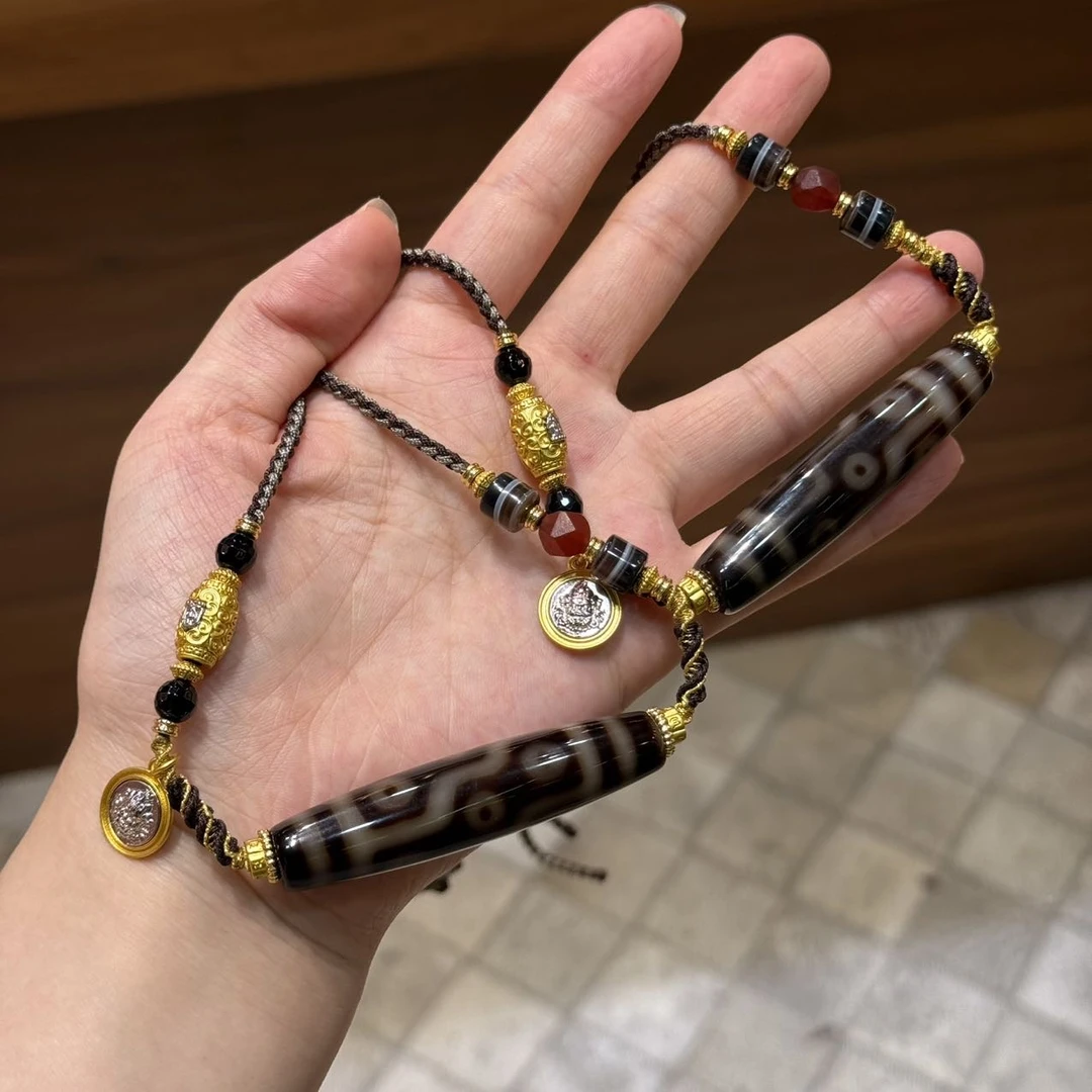 【刘云天专属】YT51102-玛瑙diy脖挂（九眼）-多样性发其一-12*58mm