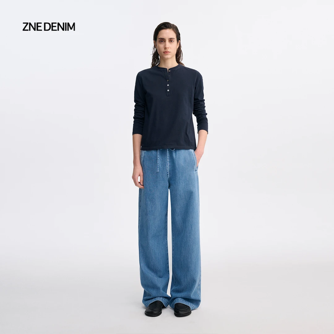 ZNEJeans和谐韵律天丝汉麻抽绳牛仔裤TRP7822