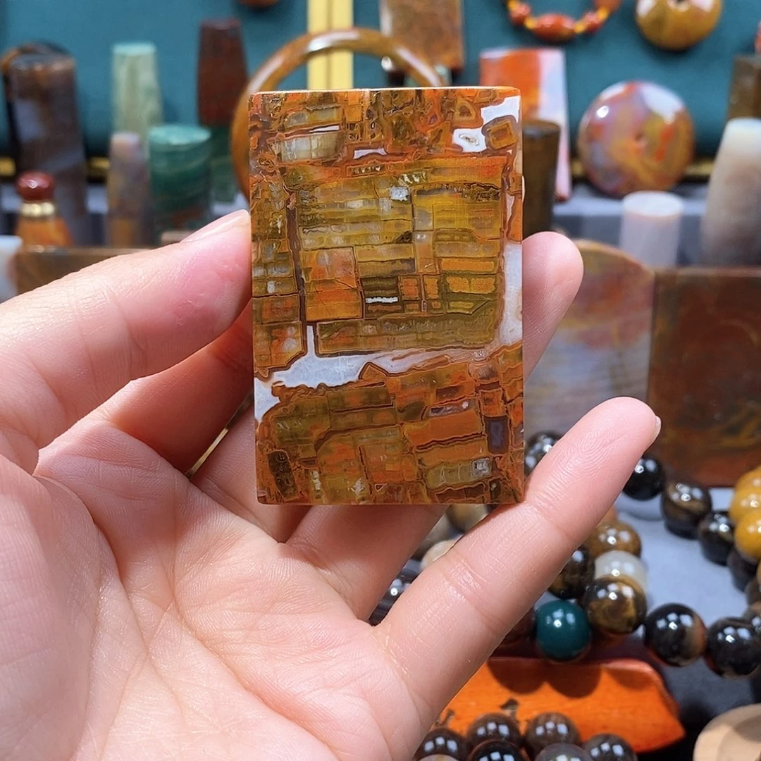 硅化玉天然北票硅化玉牌子未镶嵌如**火天然北票硅化玉牌子