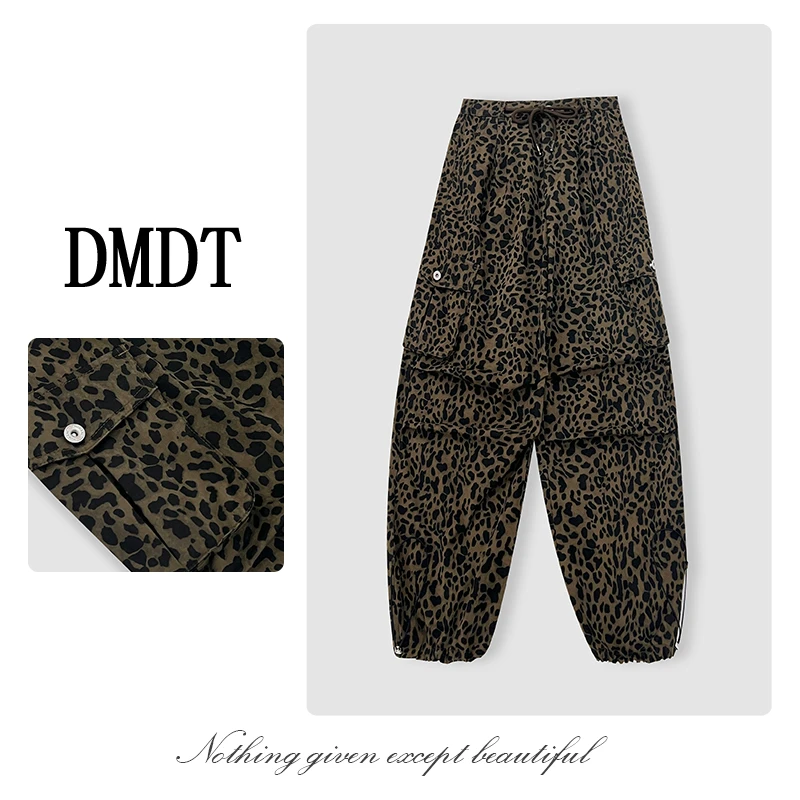 【DMDT潮牌】2025新品 “狂野律动”半松紧腰豹纹显腿长女休闲裤C2033