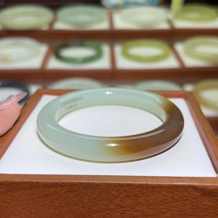 和田玉未镶嵌手镯新疆老料且末蓝糖卡53/54