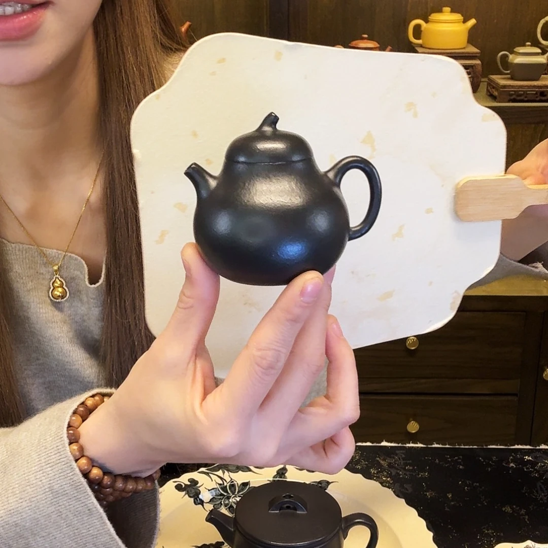 紫砂茶壶135cc，茄瓜壶，小煤窑朱泥捂灰