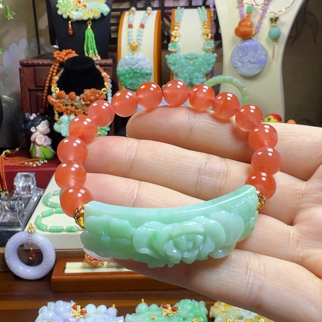 翡翠未镶嵌毛衣链手牌