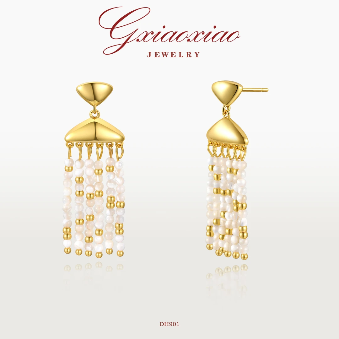 G XIAOXIAO 镀 【金韵珠影】时尚气质高级感百搭流苏耳环