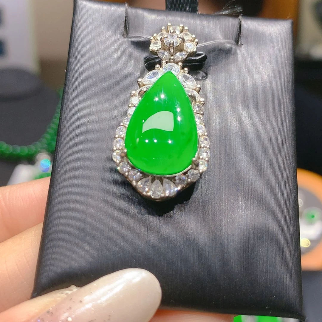 【闪购商品】颈饰银S925镶嵌翡翠5柒姐