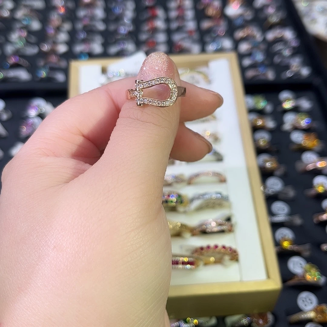 莫桑石非金属K枚马蹄女戒-14