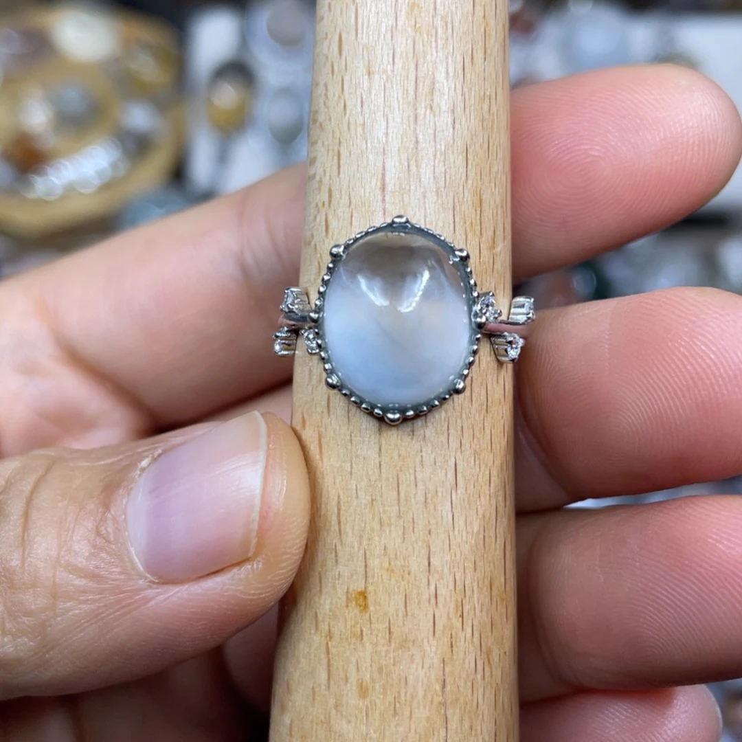 【闪购商品】银S925镶嵌珠宝半成品水晶戒指