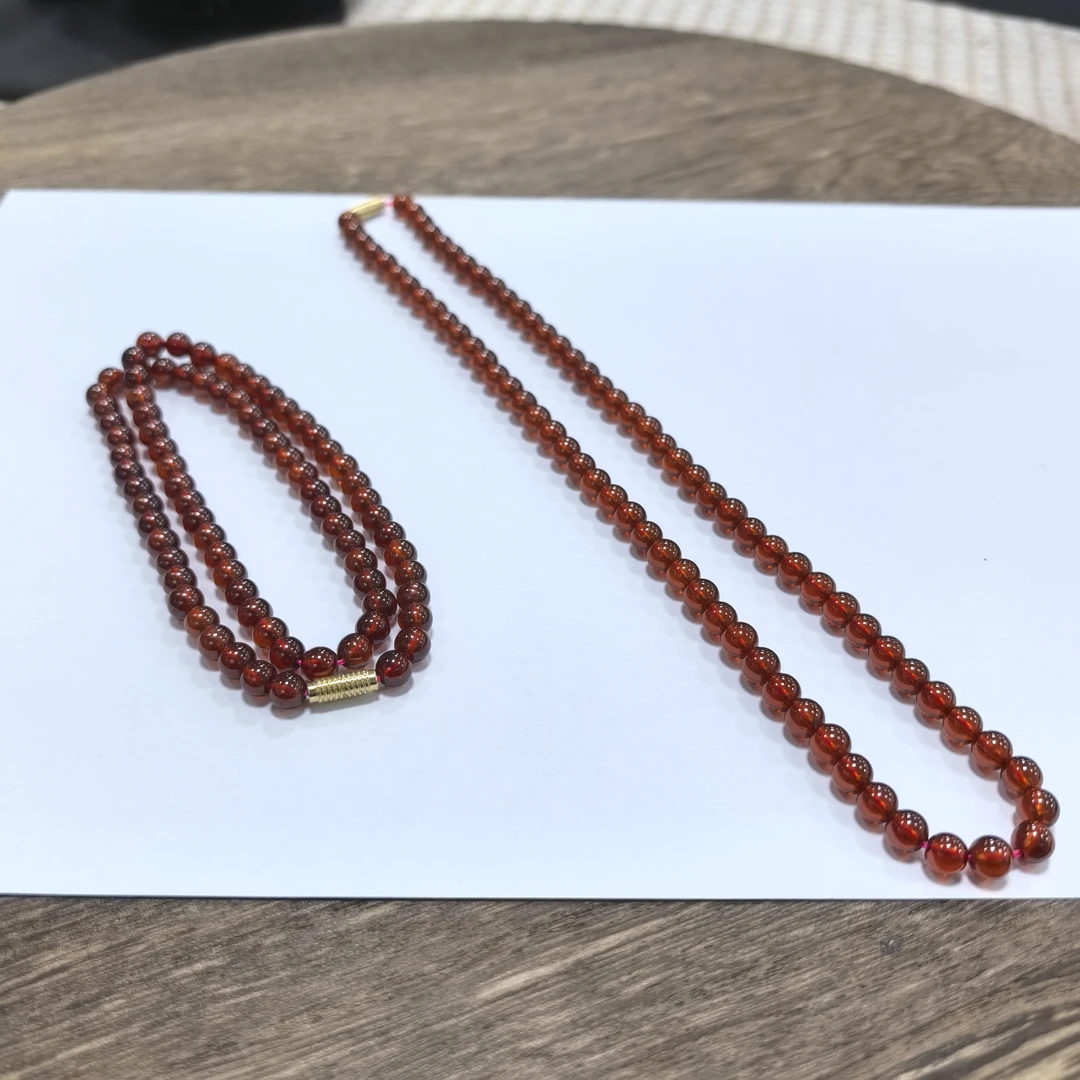 【书记甄选】天然橙红石榴石项链 多样性发一件 5mm+ 7575HT