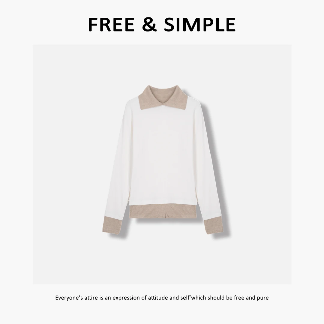 Free&Simple-‘调色师’秋季款街头风极简休闲百搭撞色高领T-8306