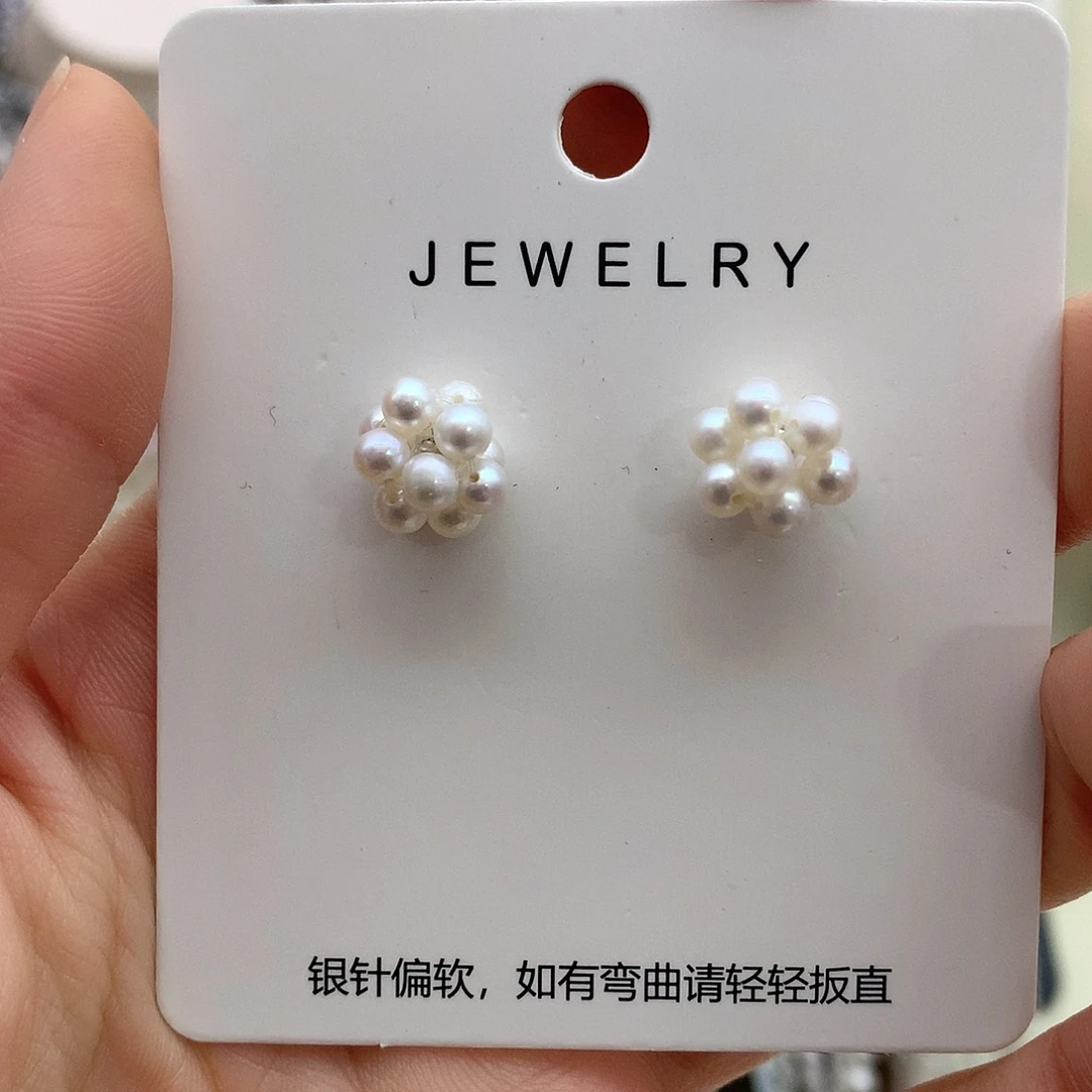 淡水珍珠耳饰银S925镶嵌