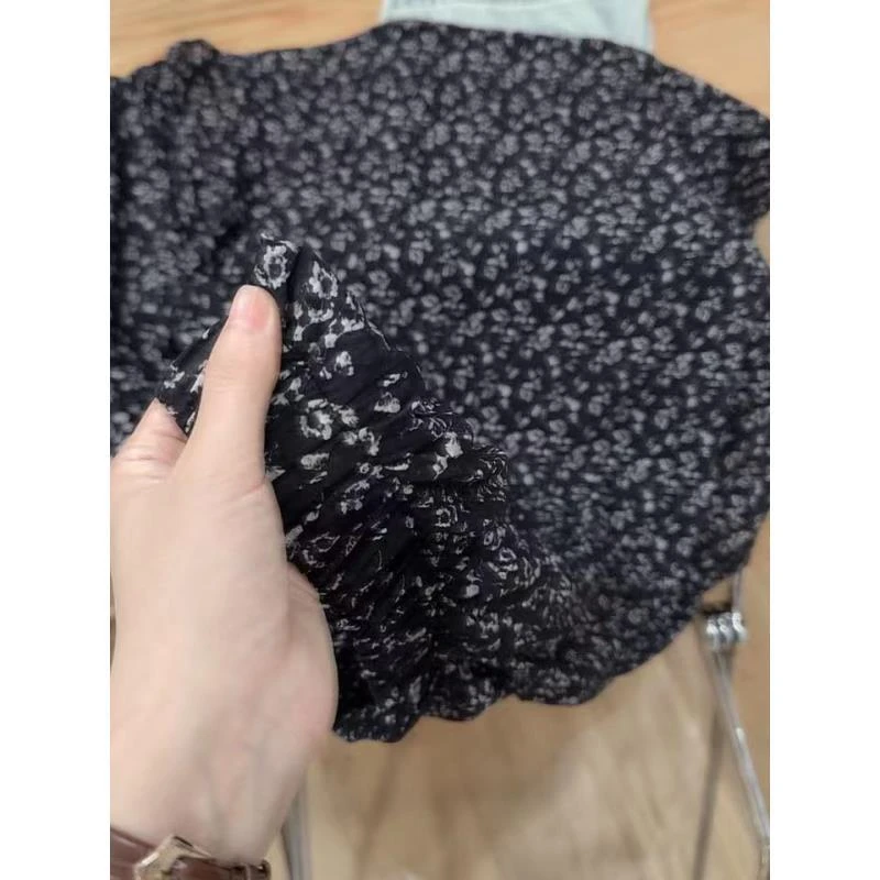 七言家福利款！暮黑野碎花显瘦遮胯百搭半身裙818#@