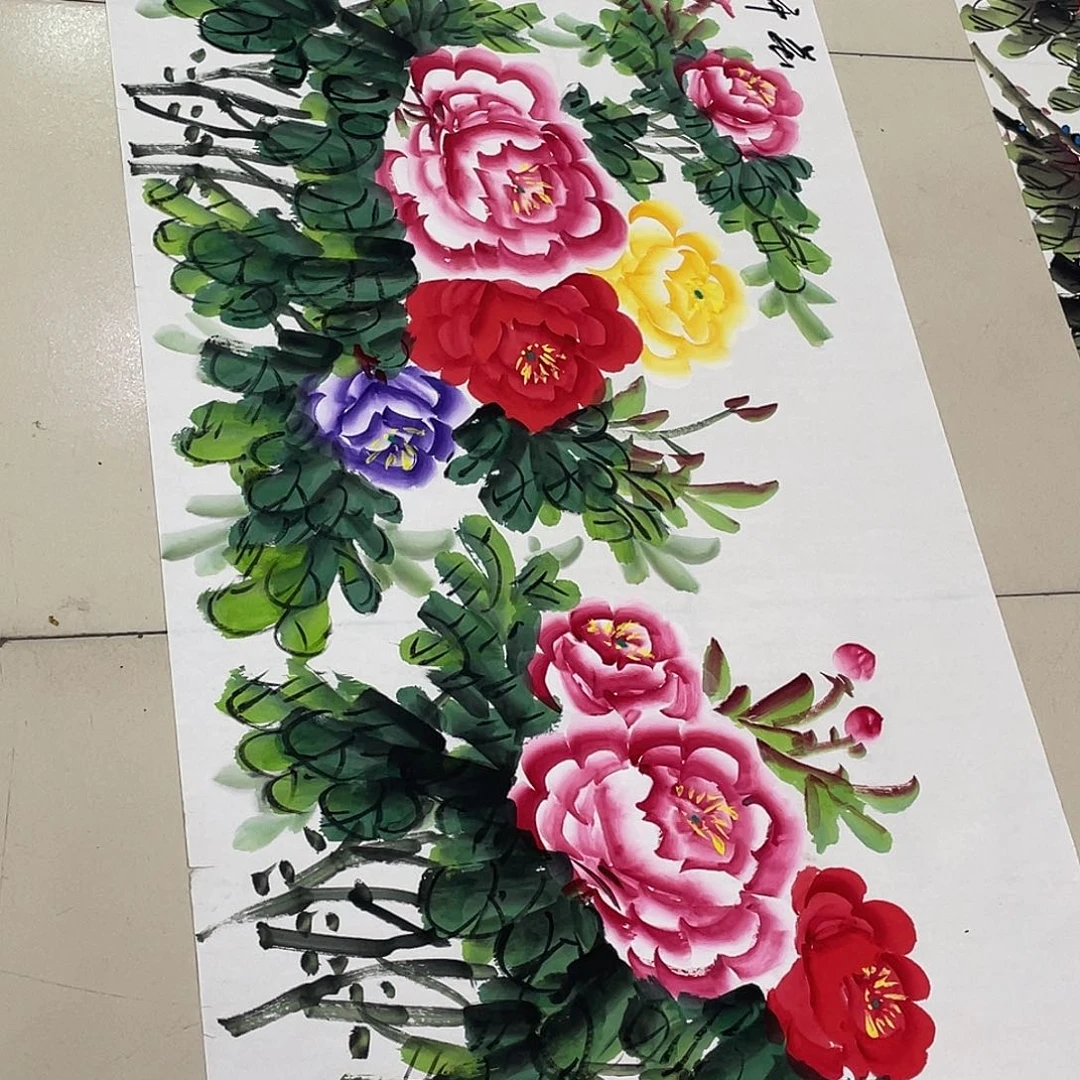 国画纯手绘的花鸟山水