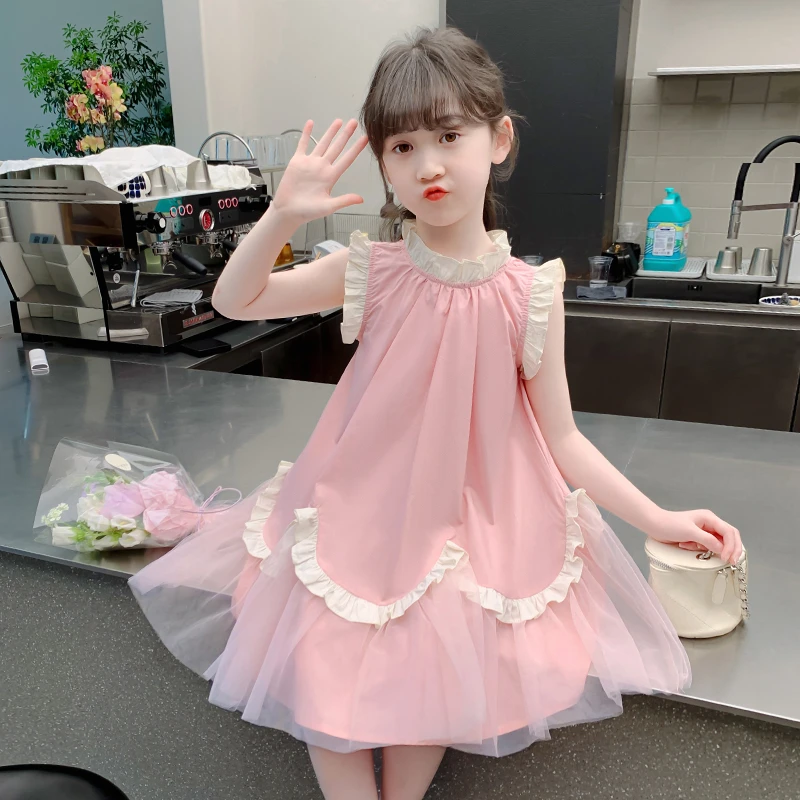 女童夏连衣裙2025新款儿童裙子夏季轻薄大童洋气超好看飞袖公主裙