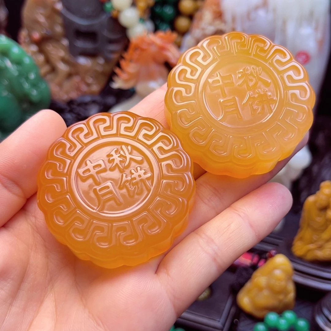 印尼石月饼手玩件