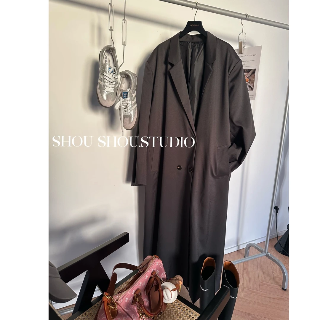 【瘦瘦】柏林往事-大码秋季翻领慵懒长款时尚西装外套S01891