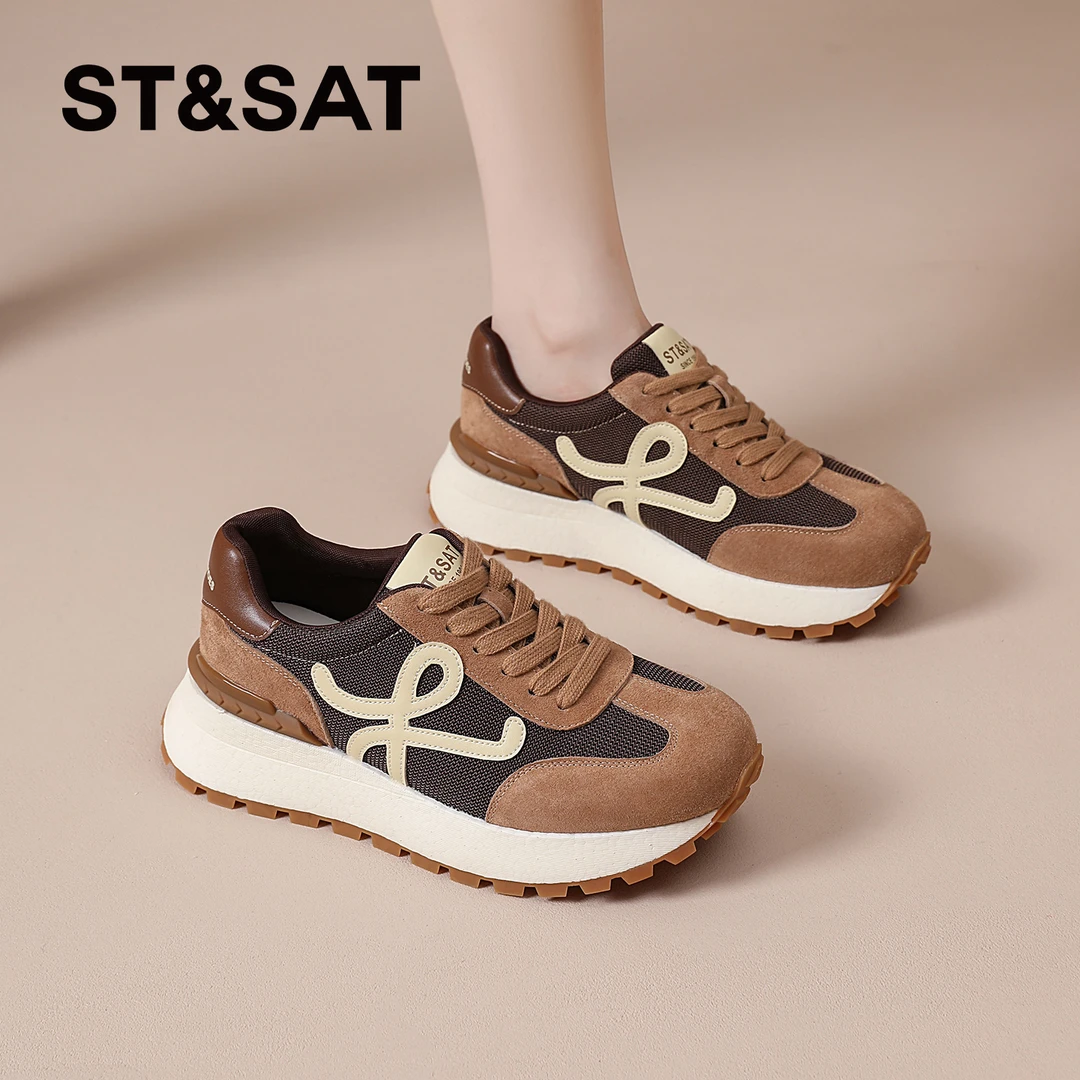 星期六爆款阿甘鞋女2025秋季爆款网面透气德训鞋轻便厚底登山女鞋