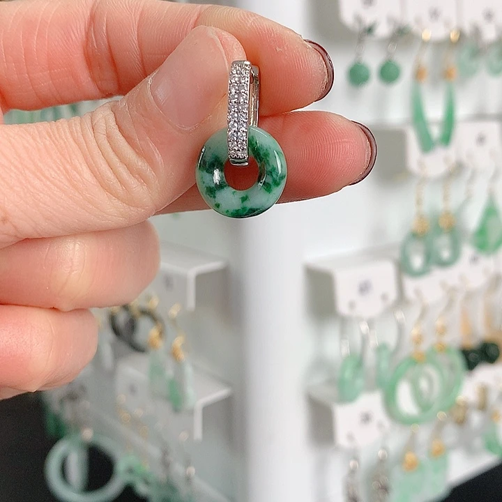 翡翠耳饰银S925镶嵌?**珊翡翠