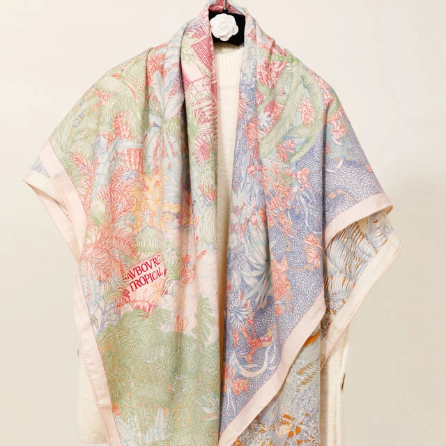 【福宝森林】桑蚕丝+羊毛 百搭时尚手工卷边高端丝毛围巾送礼好物