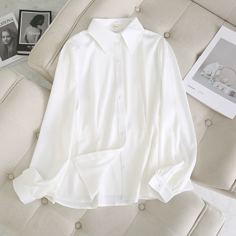缎面衬衫女大码气质优雅职业衬衣女胖MM200斤收腰上衣春游春秋