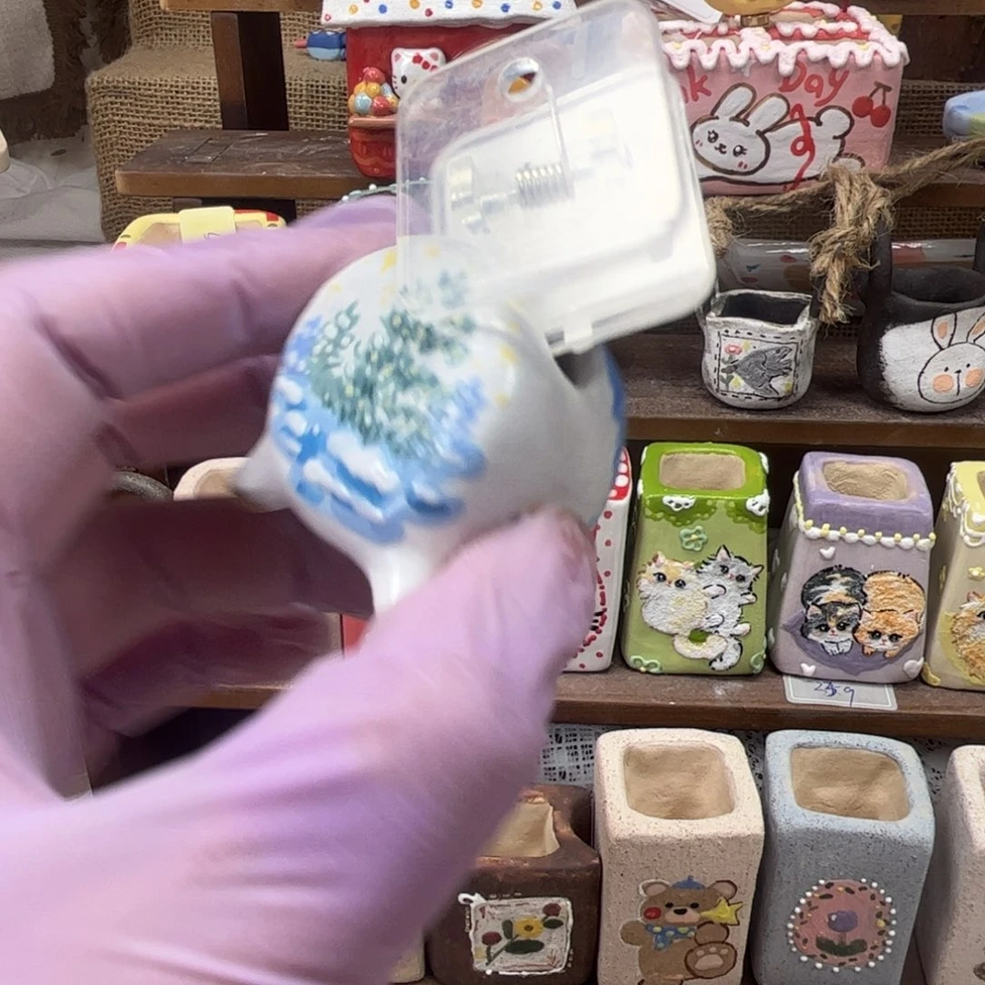 926雪景骨盆手绘花盆