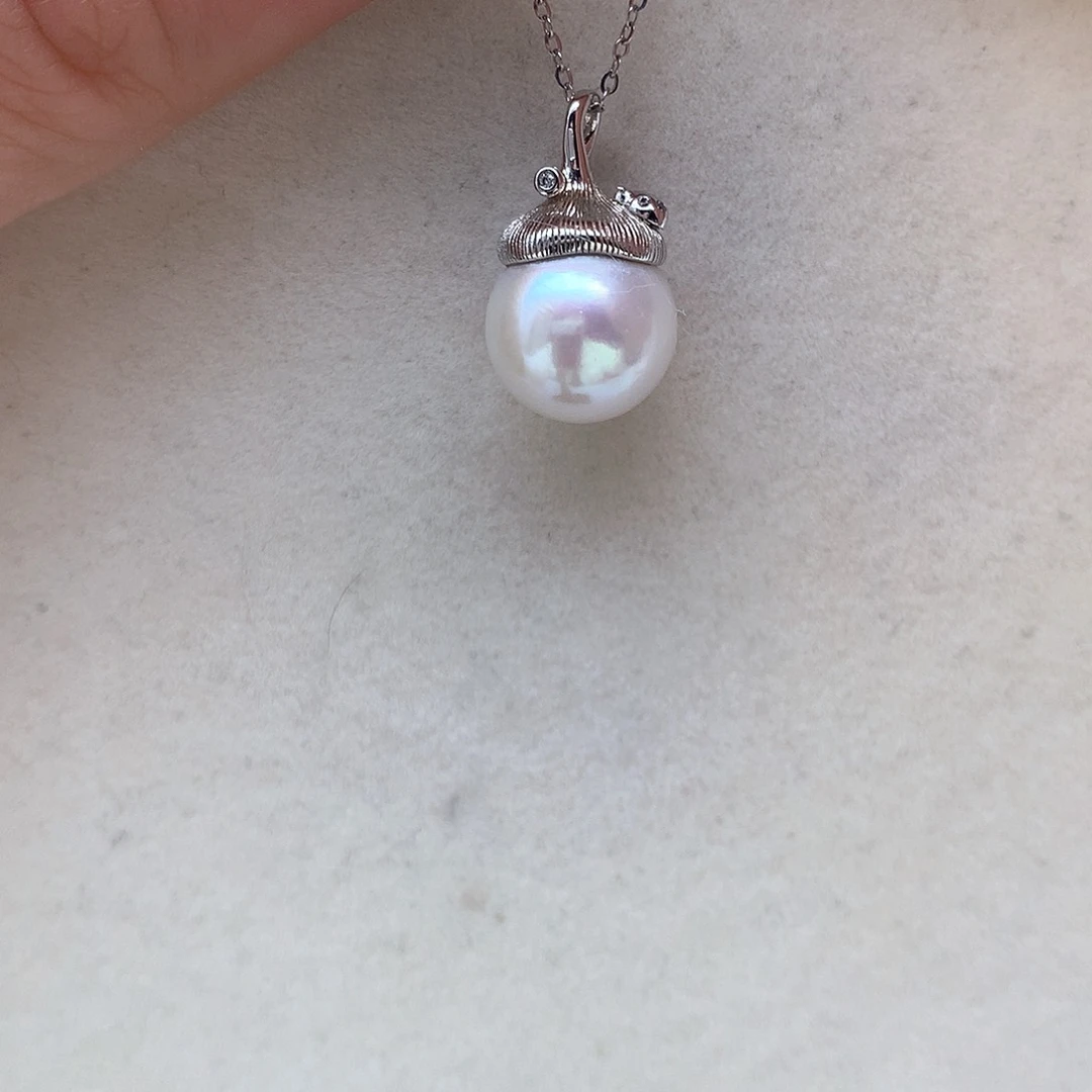 淡水珍珠11-12mm松果银S925镶嵌