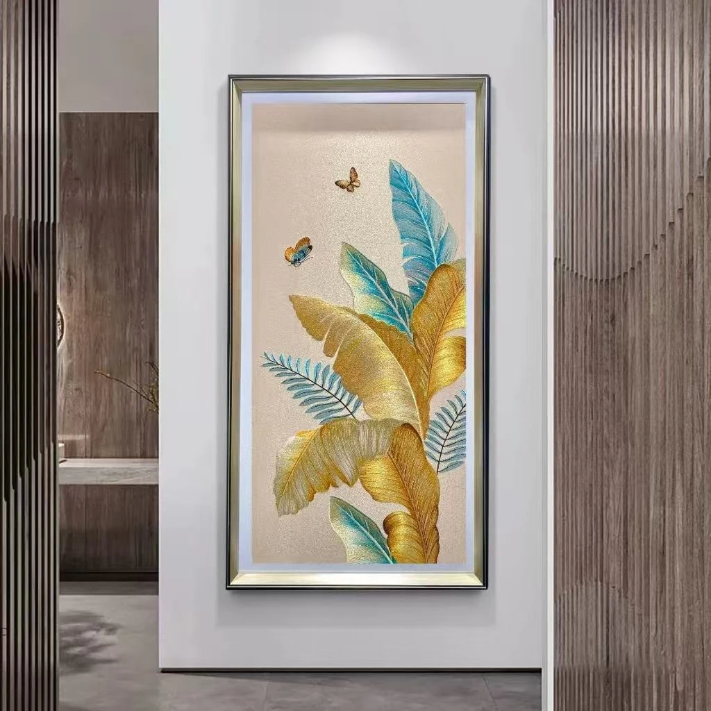 新中式简约高级感家大业大刺绣玄关装饰画竖版走廊挂画过道画高档