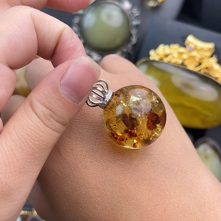 琥珀银S925镶嵌裸石