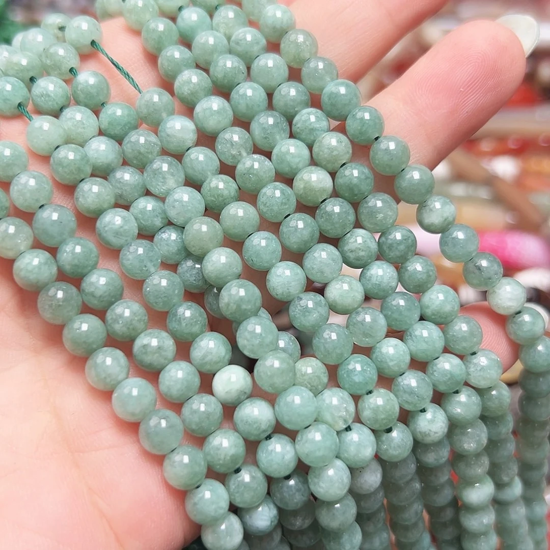 玛瑙/玉髓未镶嵌珠宝半成品K654. 翡翠玉一条6mm