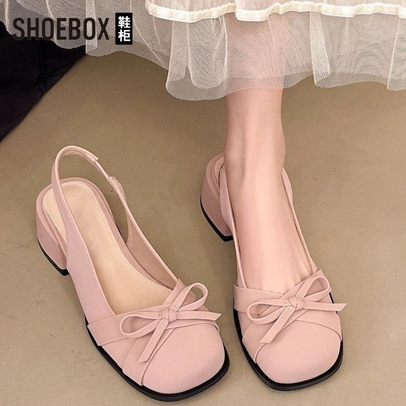 SHOEBOX鞋柜温柔配裙子鞋玛丽珍鞋女2025夏新款法式浅口粗跟单鞋