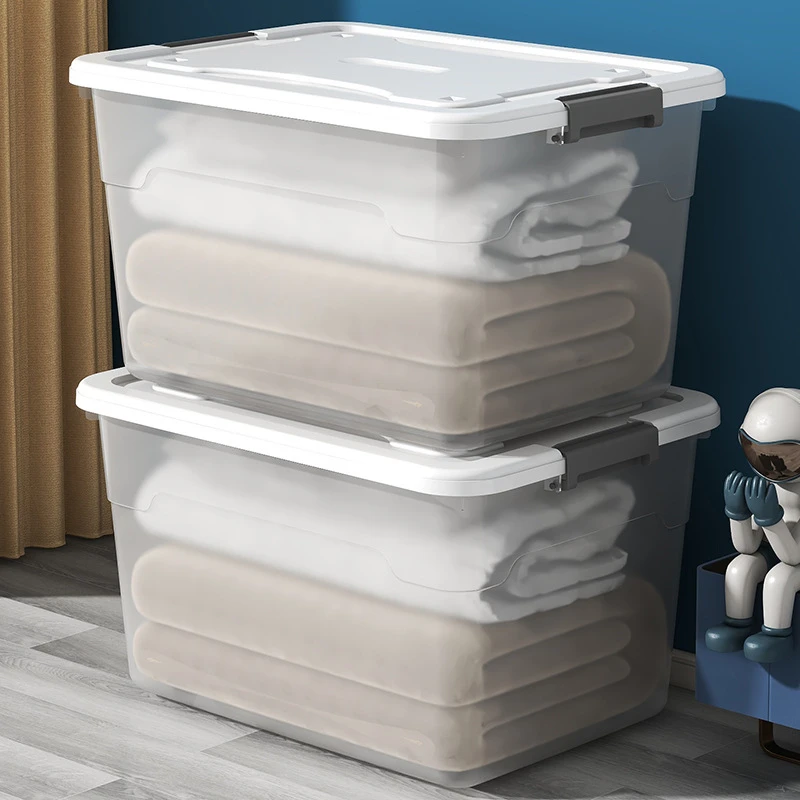 塑料透明车载带盖家用衣服衣物箱子超大号储物整理袜子男童收纳箱