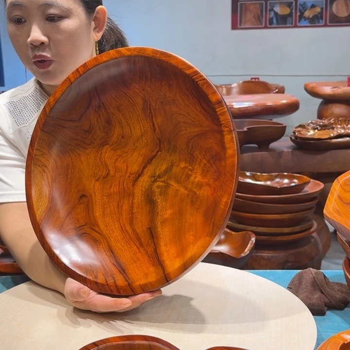 木香樟实木圆形果盘