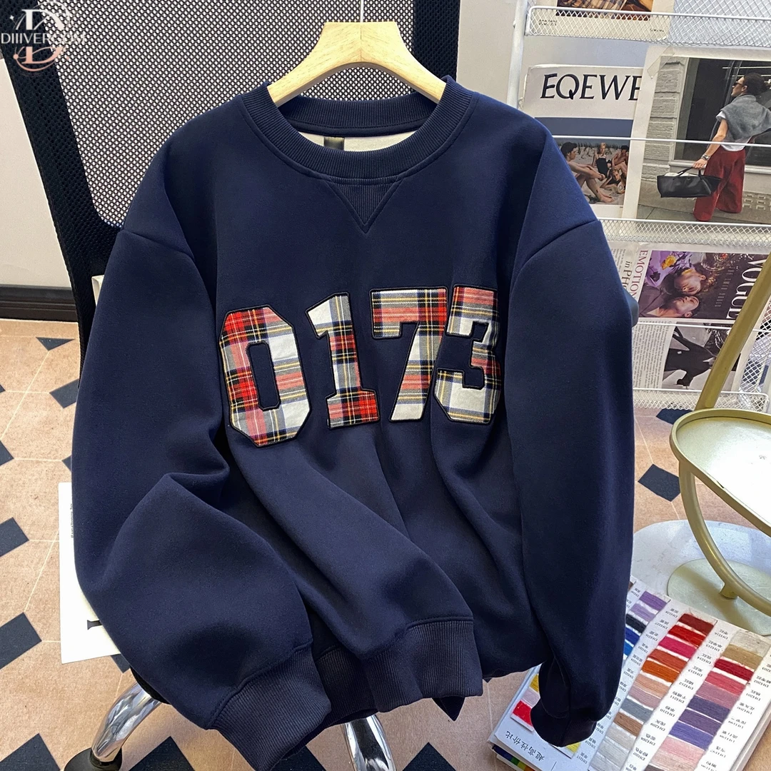 爆款韩系慵懒风松弛卫衣女薄款2025春秋新款圆领轻奢长袖t恤上衣