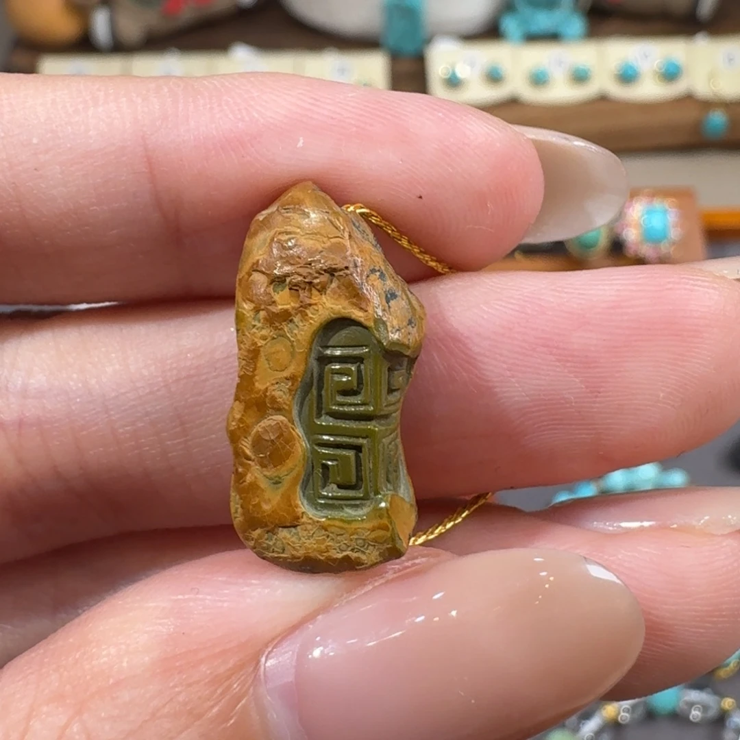 绿松石未镶嵌珠宝半成品回纹配饰