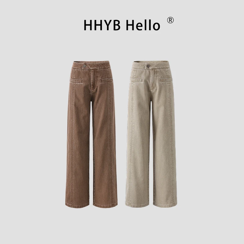 HHYB Hello老钱腔调重工砂洗怀旧脏洗晕染结构线休闲裤Q254321