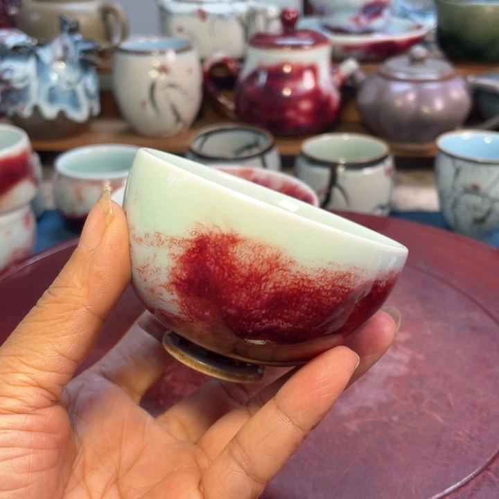 摆件玉石釉手工茶碗
