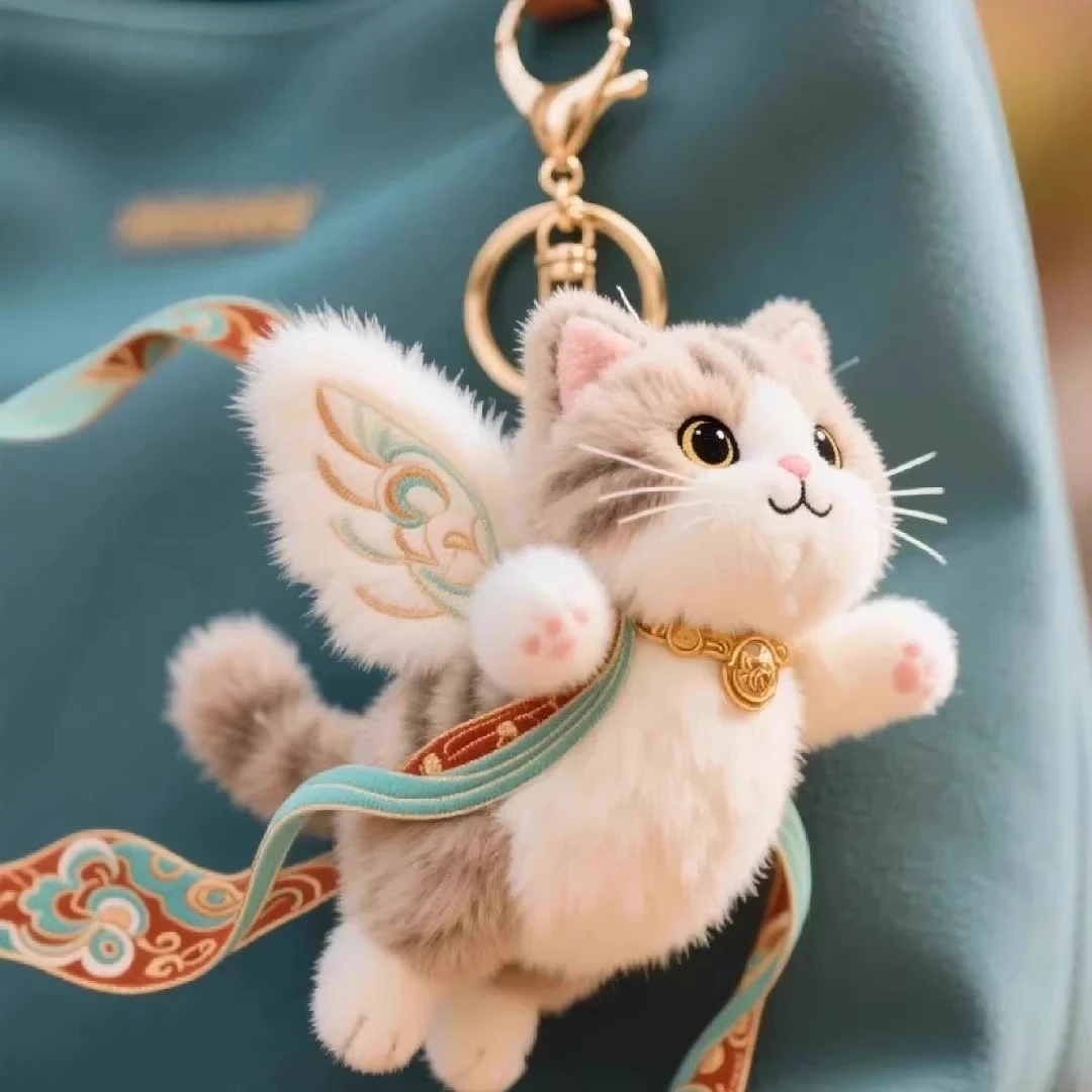 敦煌飞天猫九色鹿毛绒公仔创意软萌包包挂件钥匙扣装饰送朋友礼物