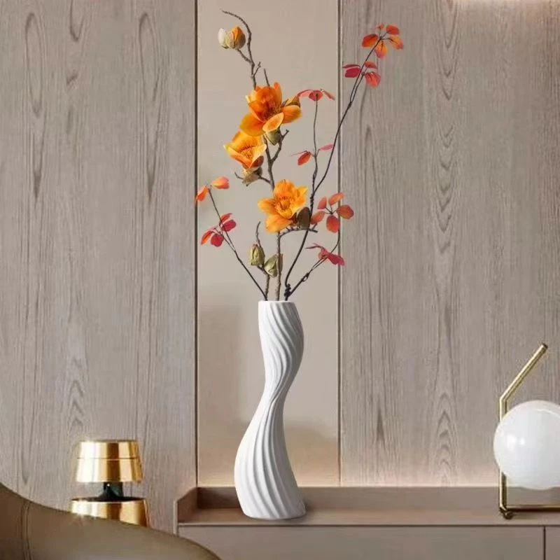 简约白色花瓶摆件陶瓷家居客厅插花装饰艺术感花瓶ins风高颜值