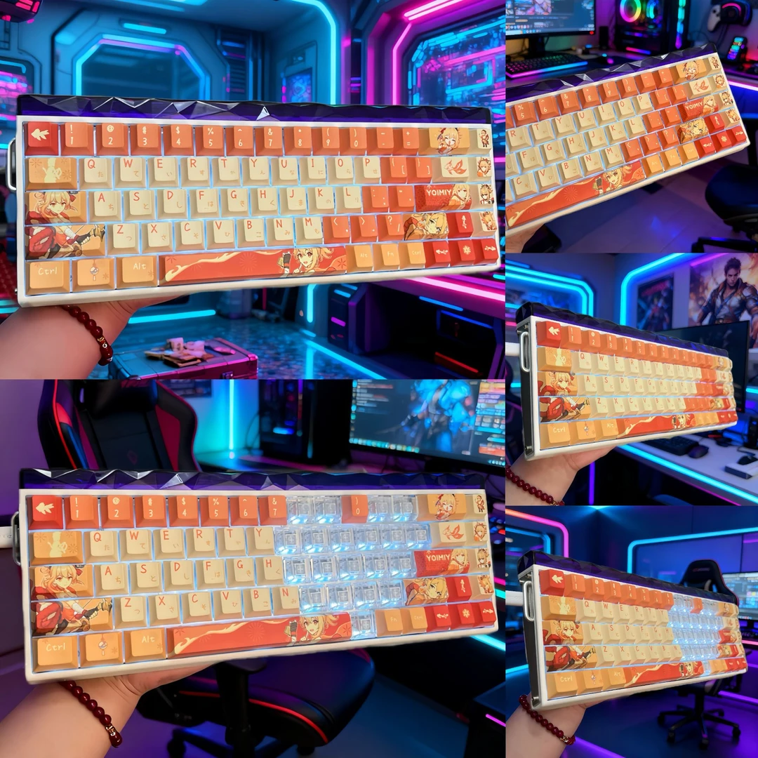 宵宫2.0键帽全套加爱心透明键加飘带原厂高度PBT正刻适配606568